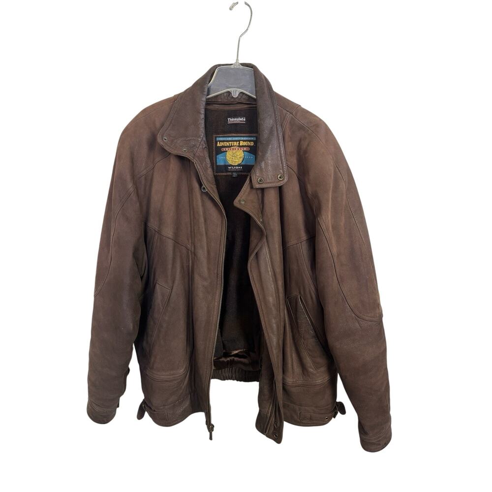 Vtg Wilsons Adventure Bound Leather Jacket Wool Blend Lining Size XLT Thinsulate